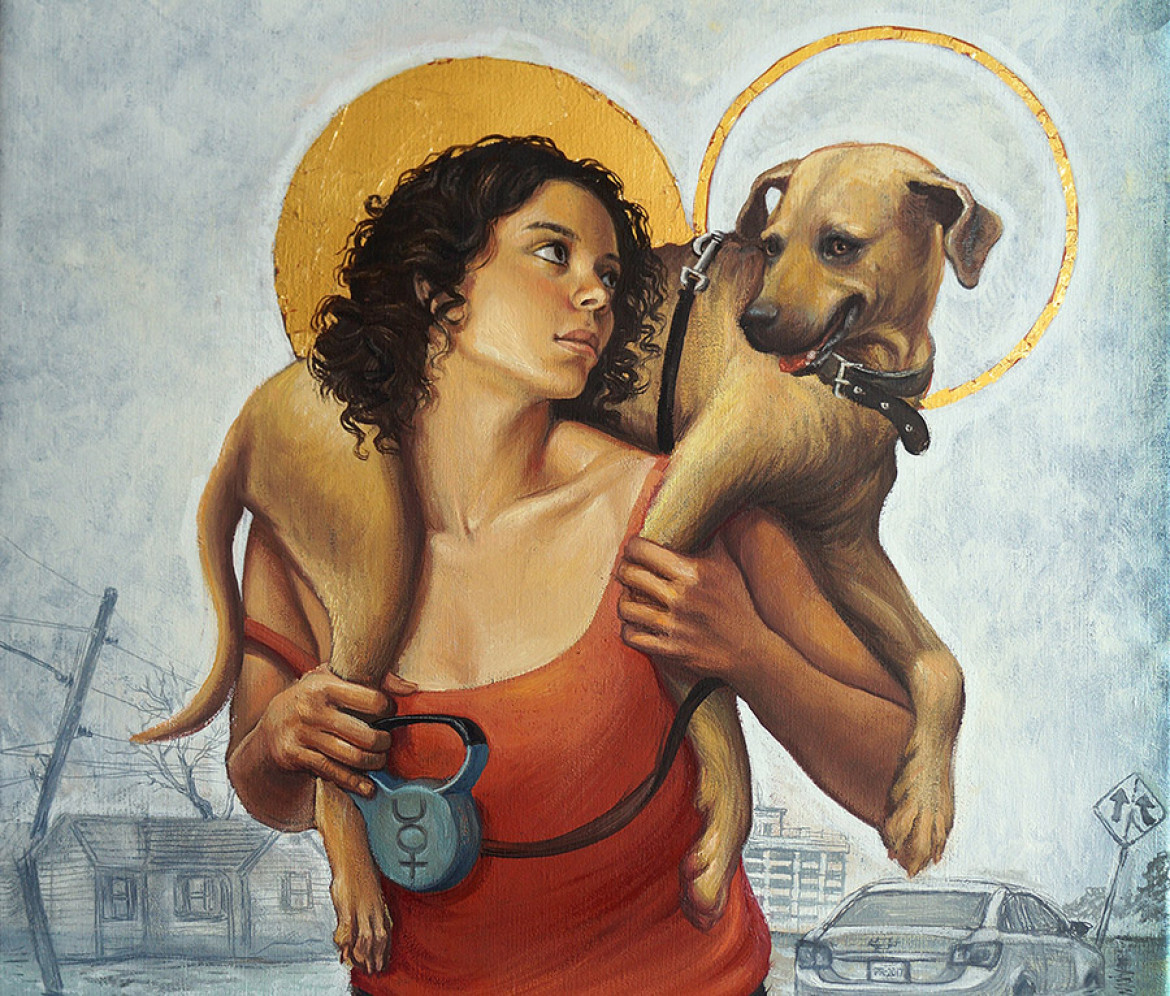 Patrick McGrath Muñiz, Alba’s Dream, oil and gold leaf on canvas, 30 x 24 inches, collection of Toni-Leslie James