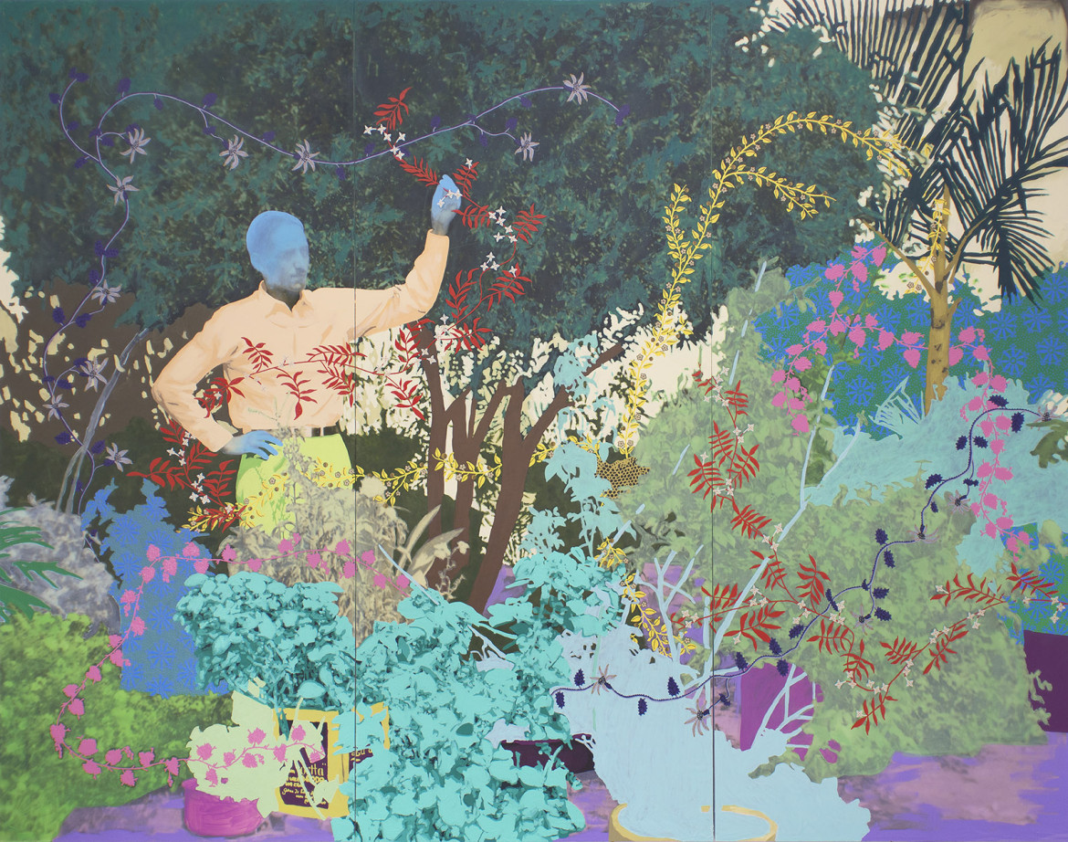 Daisy Patton, The Gardener, 2017, oil on archival paper mounted to panel, 80 x 102 inches