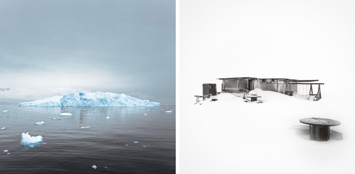 Magda Biernat, Adrift 3, Antarctica & Adrift 4, Barrow, AK, digital prints, 20 x 20 inches