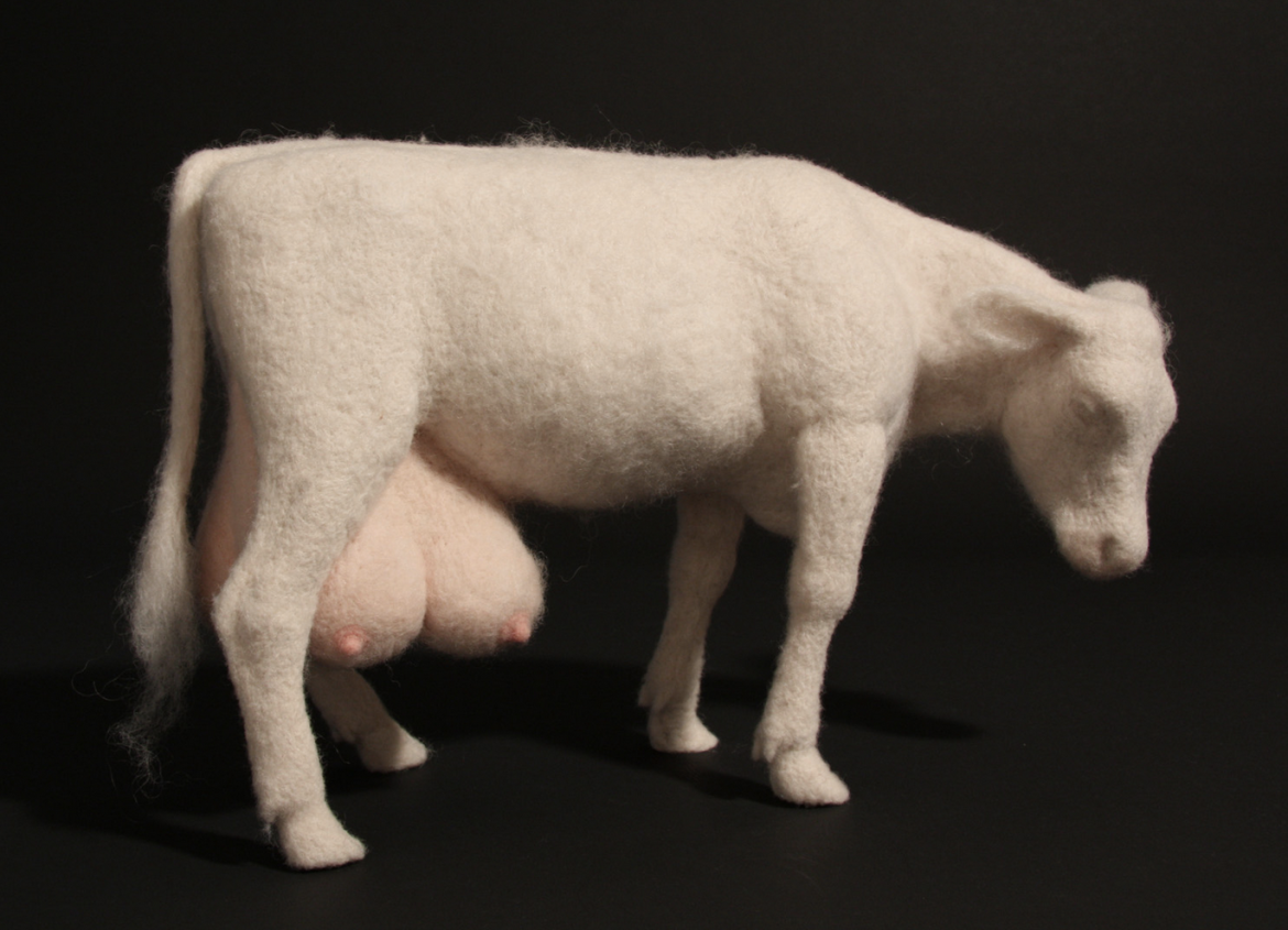 Stephanie Metz, Milk Cow, 2005, felted wool, 9.5 x 5 x 15 inches