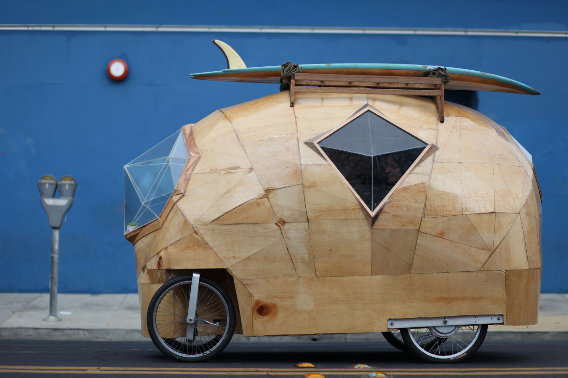 Jay Nelson, Golden Gate 1, 2009, bicycle parts, luan plywood, hardwood, pvc pipe, fiberglass, resin, glass, silicon, canvan, foam fad, kitchen material, 5.5 x 4.5 x 7.5 feet, photo Jack Halloway